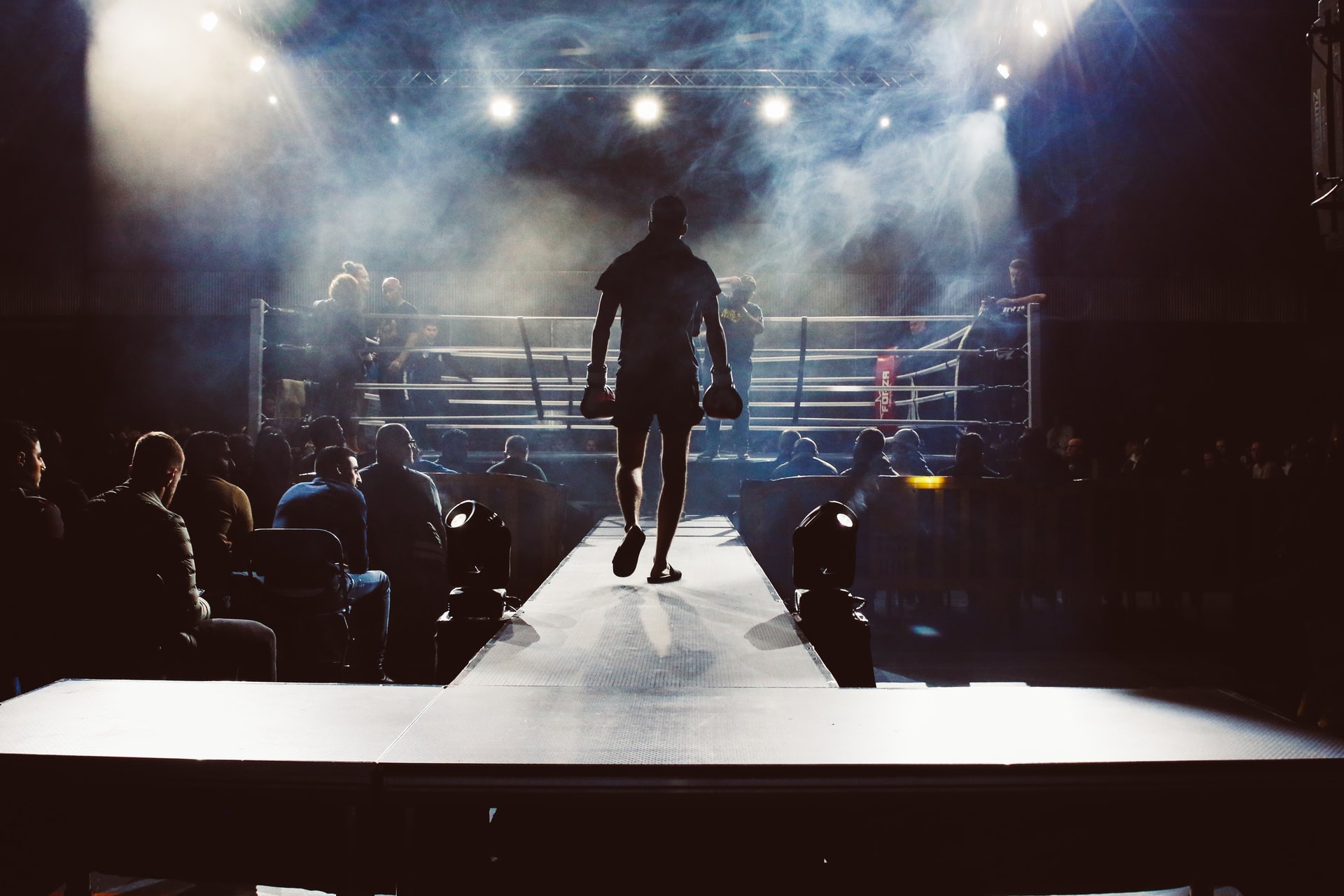 Boxer walking out to the arena for a match