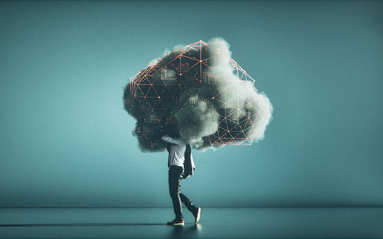 Humorous mobile cloud computing conceptual image, ©Gremlin / Getty Image