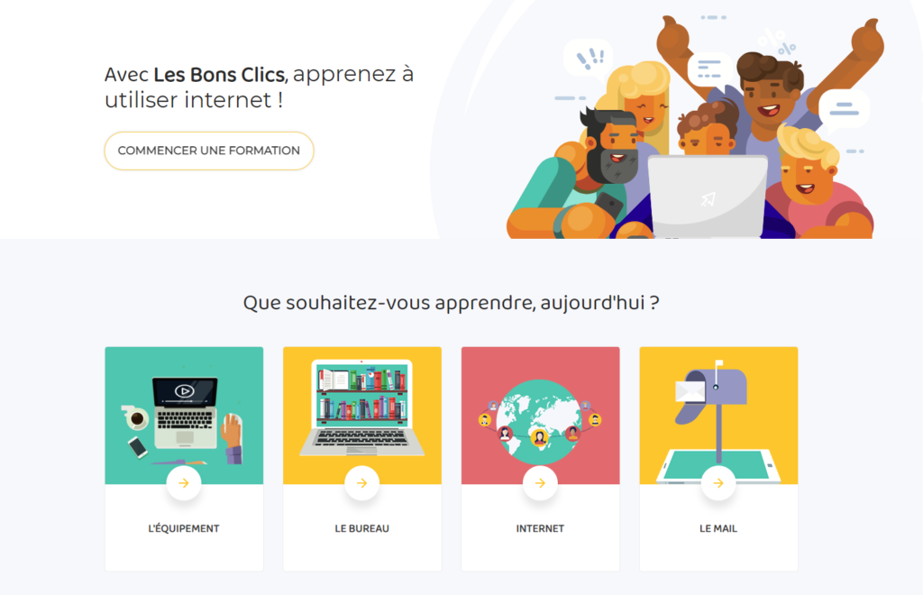 An online platform, called “Les bons clics”, that provides online tools and resources committed to supporting those impacted by digital exclusion.