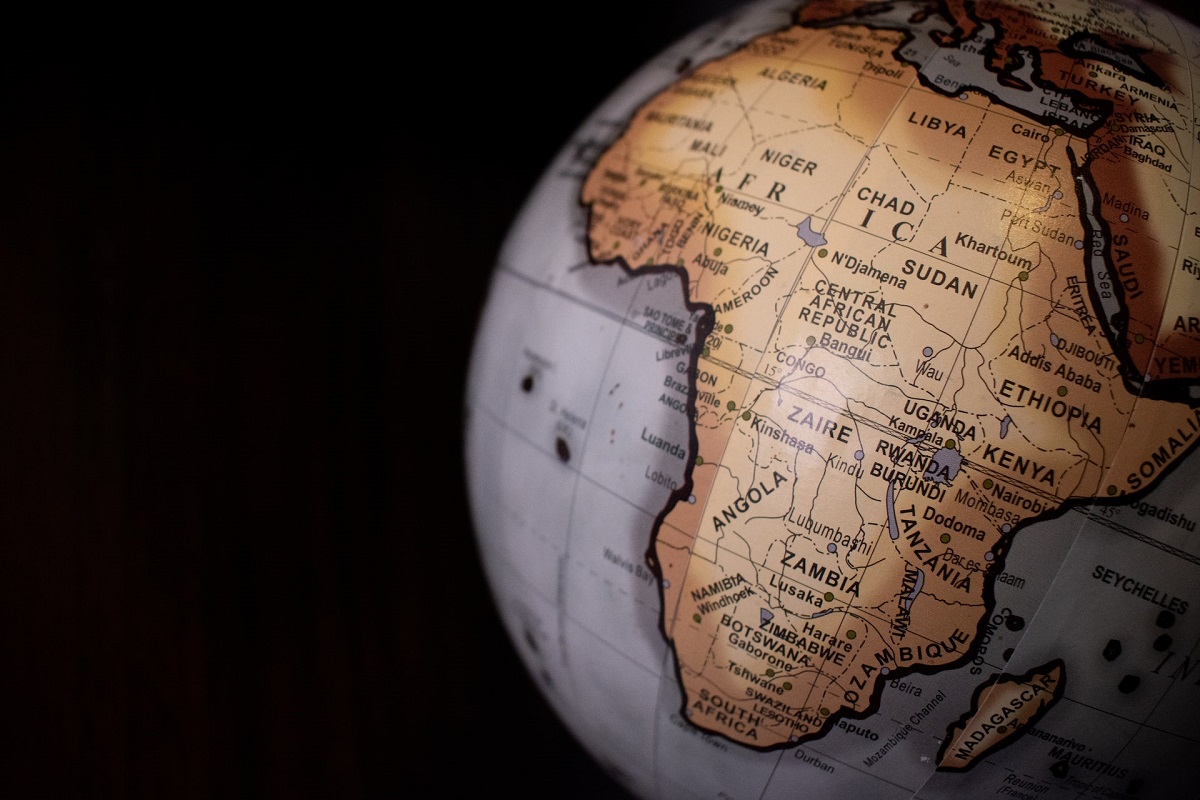 Picture of the globe with a focus on the continent of Africa