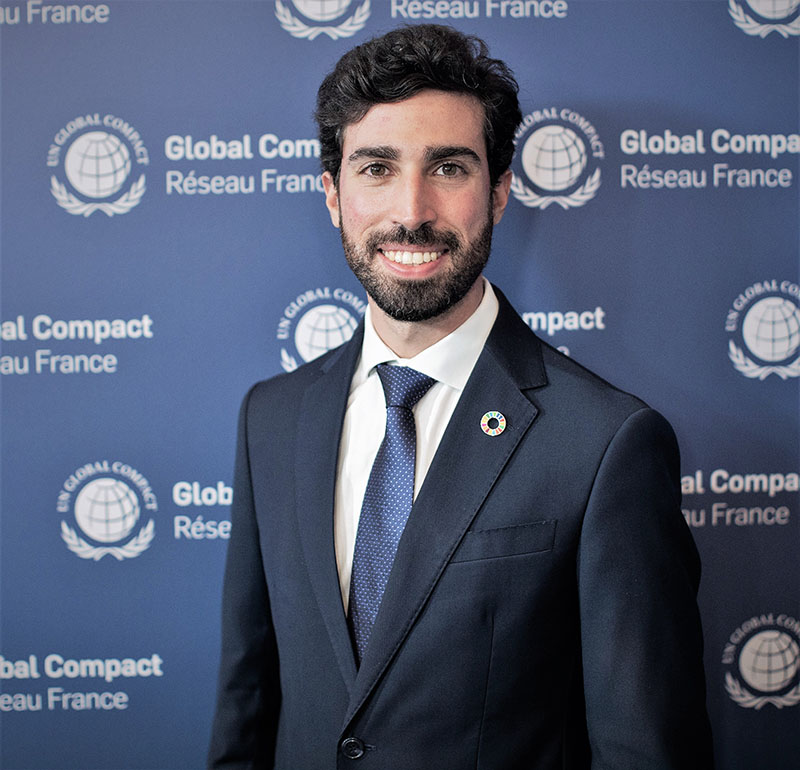 Photo of Luca Osvaldo Uccello, Corporate Social Responsibility Officer at United Nations Global Compact, French Local Network, and an alumnus of ESCP Business School