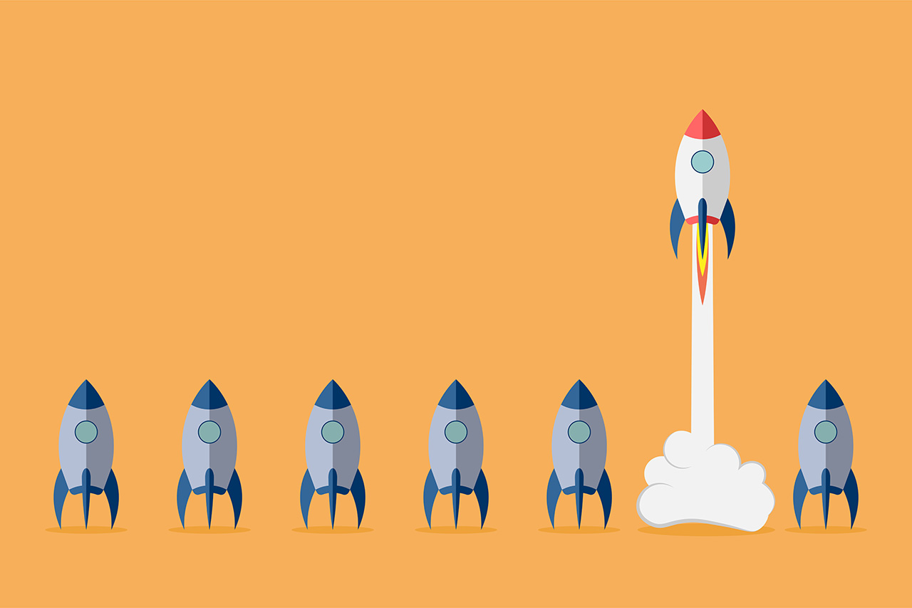 Startup project concept with rocket launch. Vector illustration, ©Oleh / Adobe Stock