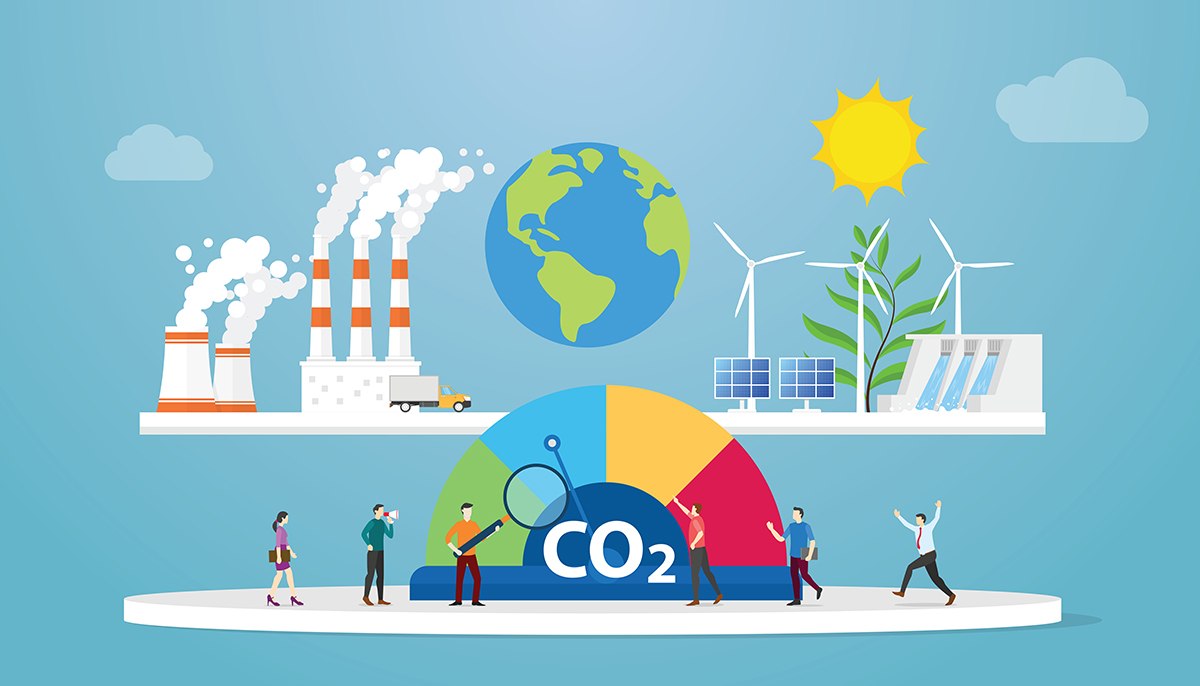 Carbon neutral co2 balance concept