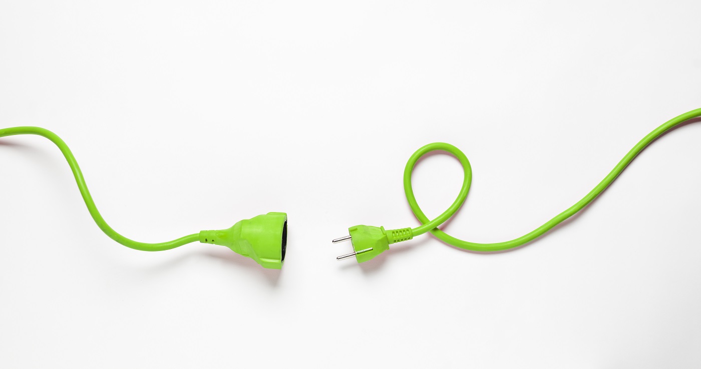 Green Power Cable Isolated On White Background