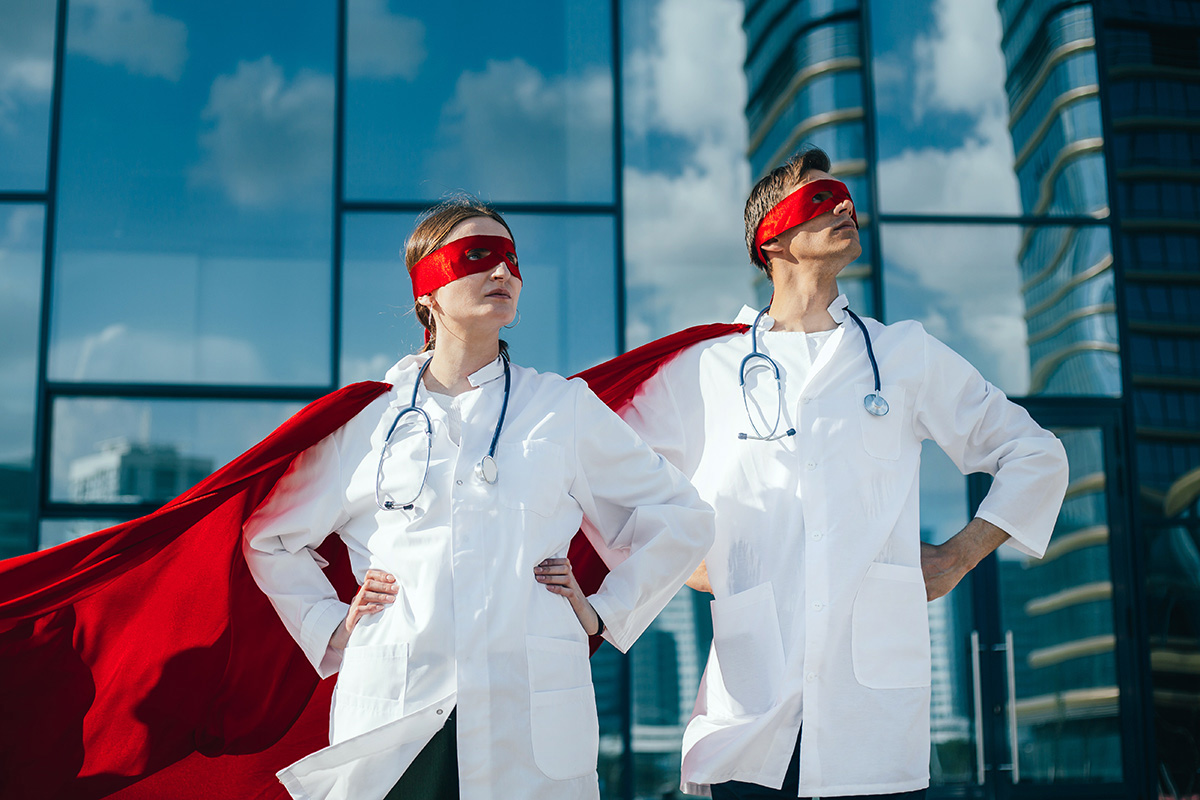 Doctors dressed as superheroes